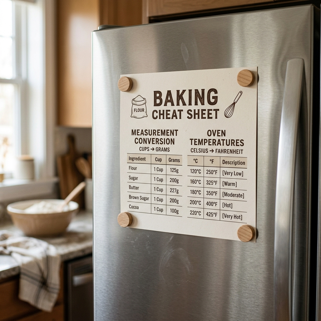 OvenCraft Refrigerator Magnet Baking Cheat Sheet Mockup